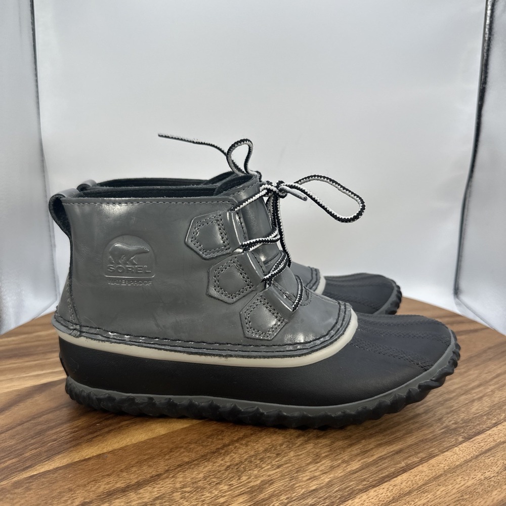 Sorel Out N About Rain Duck Boot‎ Gray Waterproof Travel Outdoors Women's 7